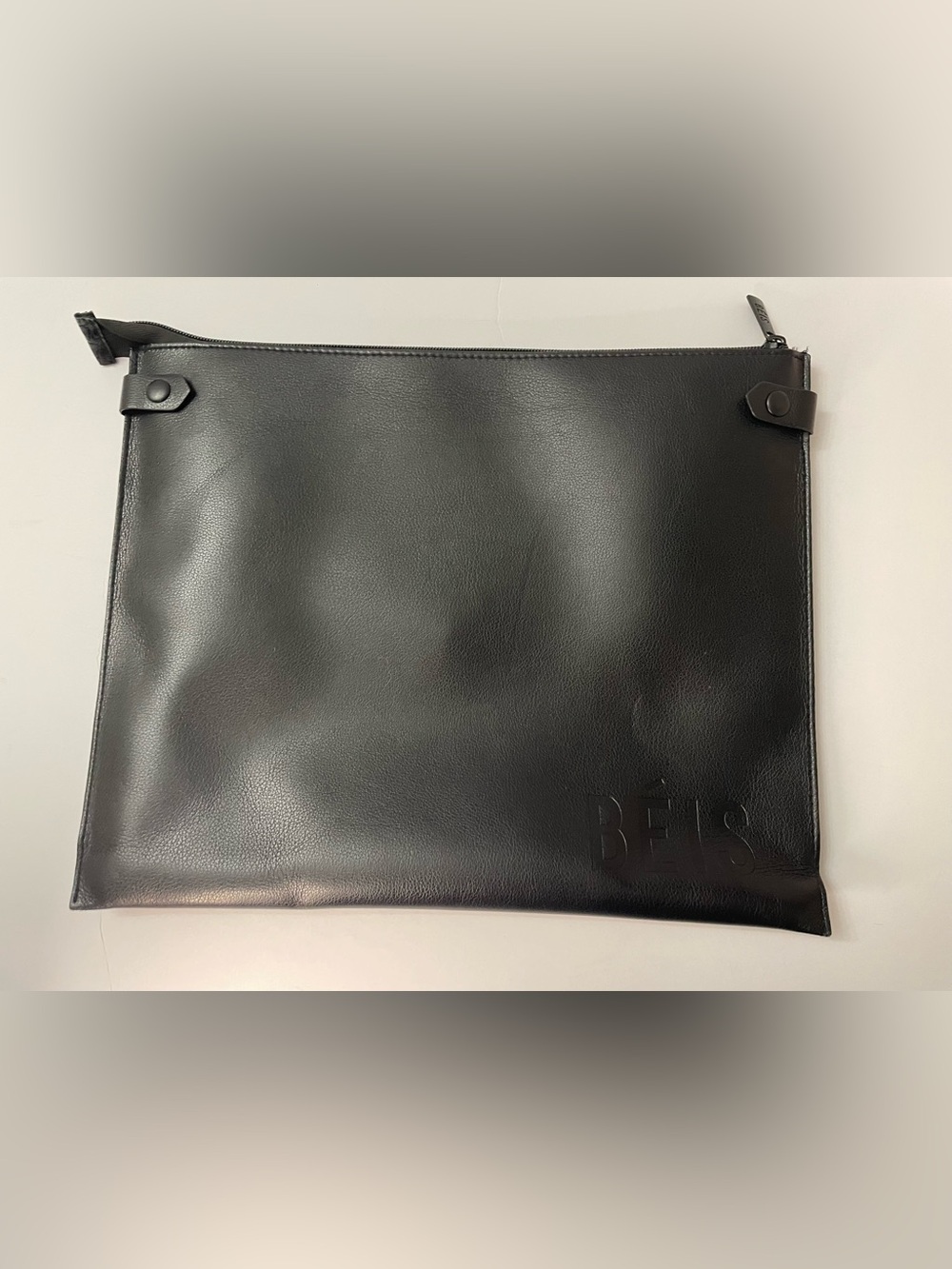 BEIS Black Embossed Faux Leather Zip Pouch Laptop